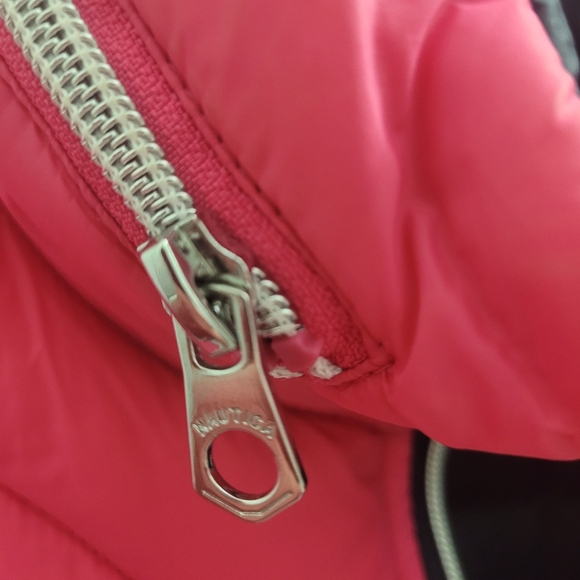 Nautica Womens Pink/ Blue Quilted Packable Puffer Jacket Reversible Size Medium - Picture 4 of 12